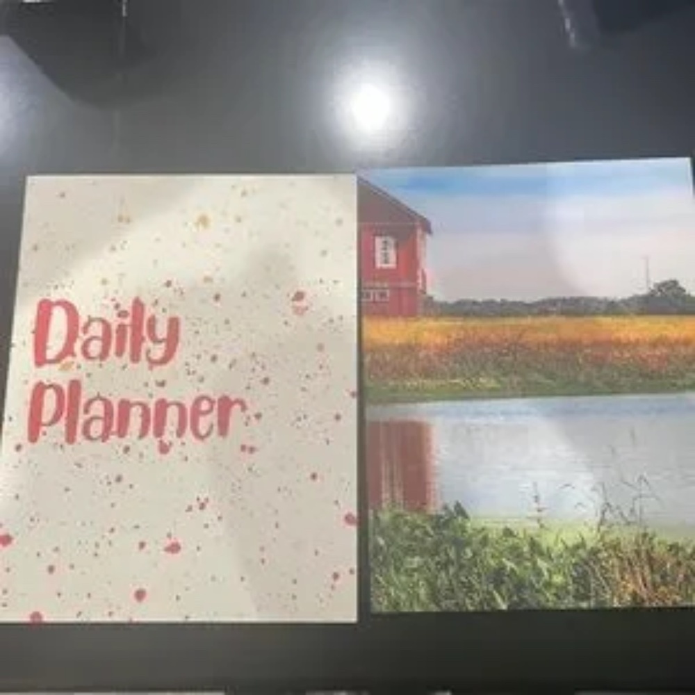 SET:TWO PAPER NOTEBOOKS ONE BARN AND ONE DAILY PLANNER. Daily Planner & Barn​